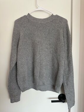 Abound Light Grey Waffle-Knit Crew Sweater